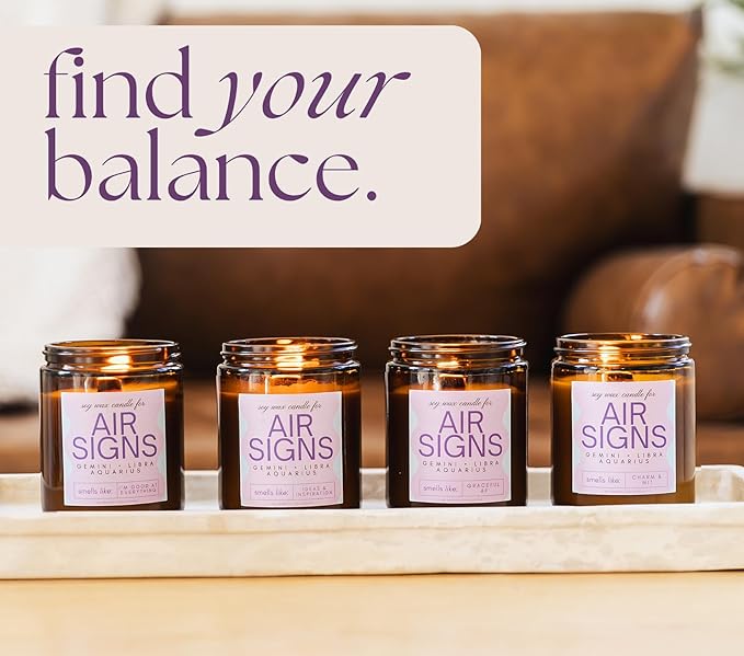 Taurus, Virgo, Capricorn Gifts for Women - Wood Wick Candles, 4 Pack Small Scented Candles Set for Women. 6oz Natural Soy Wax, Aromatherapy Set for Home. Zodiac Astrology Birthday Spiritual Gifts - Bloomnest