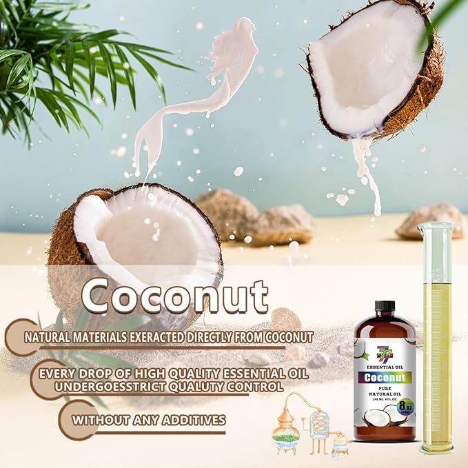 Coconut Essential Oil (8 oz/240 ml) — Coconut Oils for Aromatherapy, diffusers, humidifiers, Home fragrances, DIY Skin Care, Soap Making, DIY Candle, Yoga, and Meditation - Bloomnest