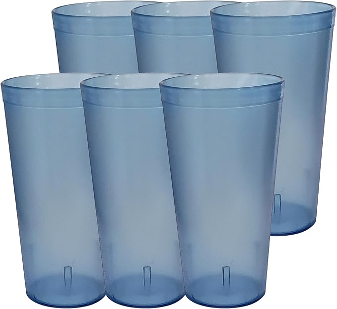 Party Outlaw Lt Blue Plastic Cup Tumblers 6 Pc 24oz Lightweight, Heavy Duty Stackable Cafe Style Plastic Glasses. Reusable & Dishwasher Safe Ice Tea & Water Cups - Bloomnest