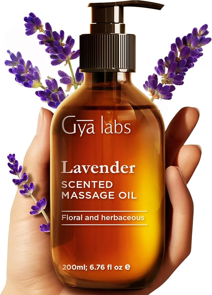 Gya Labs Lavender Massage Oil - 6.76 Fl Oz - Non-Greasy Formula for Sore Muscles, Deep Relaxation & All Skin Types - Suitable for Men & Women - Bloomnest