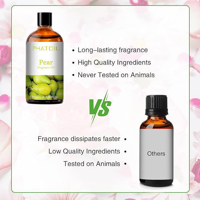 PHATOIL 3.38FL.OZ Pear Fragrance Oils for Aromatherapy, Essential Oils for Diffusers for Home, Perfect for Diffuser, Yoga, Skin Care, DIY Candle and Soap Making - 100ml - Bloomnest