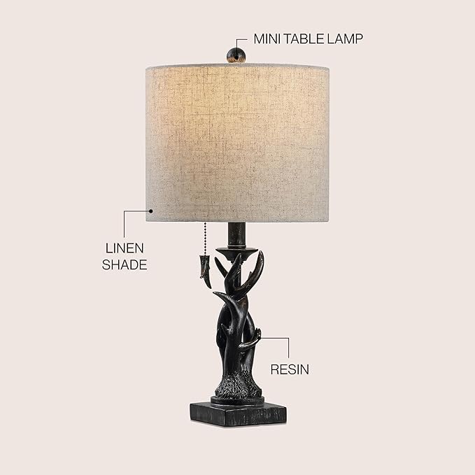 JONATHAN Y JYL1031B Gaston 20.5" Resin Mini LED Table Lamp for Living Room, Family Room, Dining Room, Bedroom, Hallway, Office, Antique Black - Bloomnest