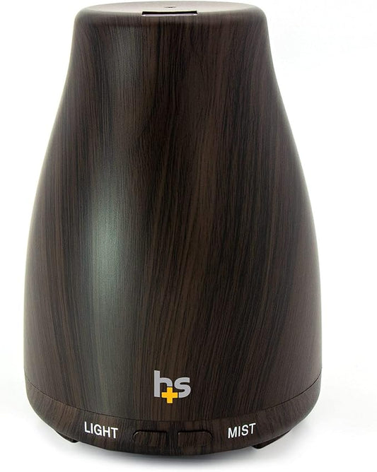 HealthSmart Essential Oil Diffuser, Cool Mist Humidifier and Aromatherapy Diffuser with 150ML Tank Ideal for Small Rooms, Adjustable Timer and Mist Mode, Wood Grain Brown - Bloomnest