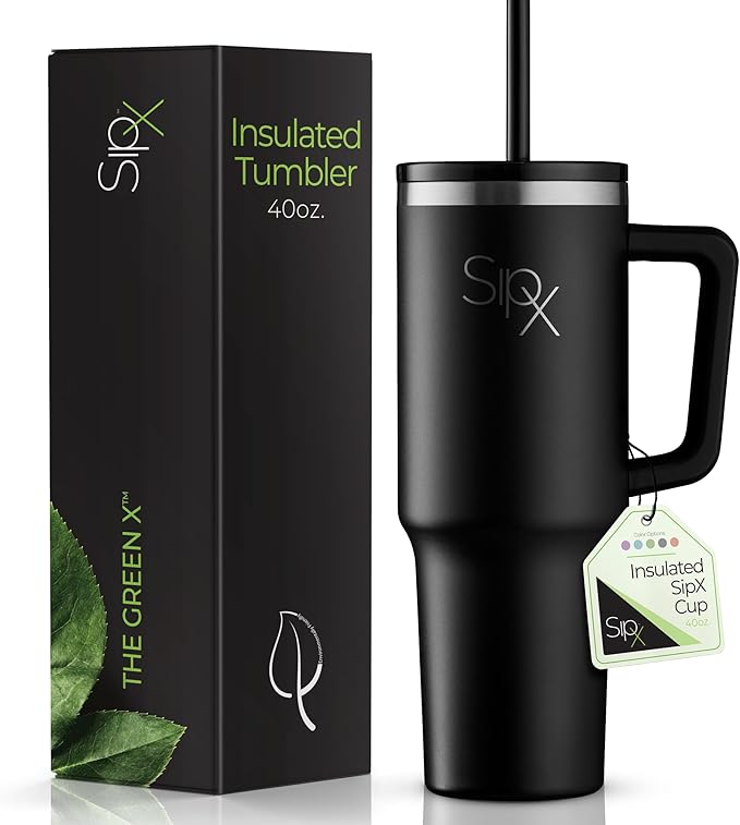 SIPX™ Insulated Tumbler With Lid And Straw, 40oz. Tumbler With Handle Keeps Cold 12 Hours, Water Bottle Thermos With Lid, BPA-Free Reusable Insulated Coffee Tumblers, Travel Mug Great For Beach Party - Bloomnest