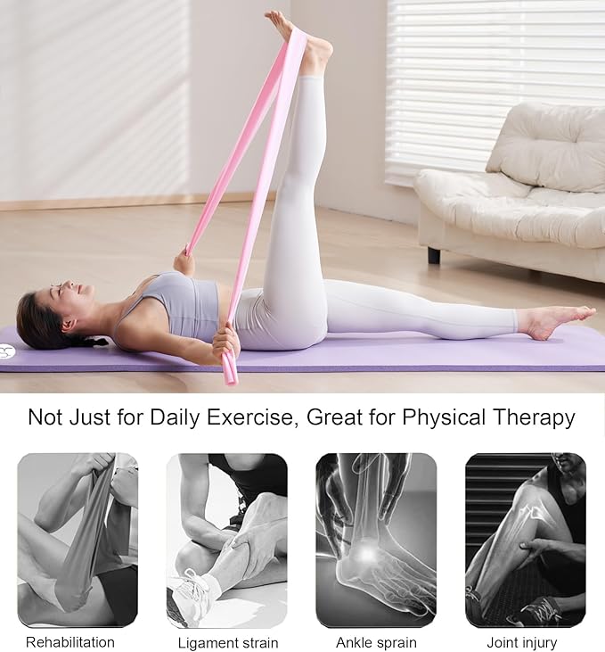 Resistance Bands, 6.5ft Long Non-Latex Elastic Stretch Bands, Exercise Bands for Physical Therapy, Yoga, Pilates, Rehab, Home Gym Workouts, Strength Training - Bloomnest