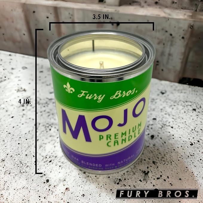 Fury Bros. Scented Candles for Men | Mojo | Frankincense Myrrh Burning Sage | Natural Soy Wax | Hand-Poured in The USA | Long 70-80 Hour Burn (12.5 oz) | Vintage-Inspired Tin Design | Dad Home Gift - Bloomnest