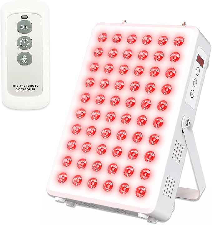 Red Light Panel for Body and Face, 660nm Red 850nm and Near Infrared, Remotcontrol 60 LEDs Red Light Therapy Panel, Used to Promote Sleep, Improve The Body, Relieve Muscle Fatigue (E-300-Wtite) SCESFU