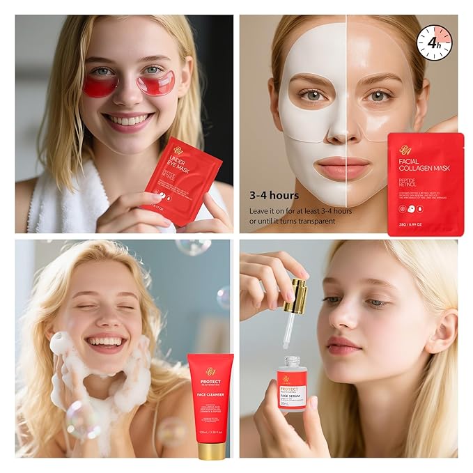 33 pcs Valentines Day Gifts for Women, Red Rose Spa Bath & Body Gift Set, Face Sheet Mask Skin Care, Hydrogel Mask, Lip Gloss, Cosmetic Bag, Serum, Necklace, Cleanser, Gua Sha, Mother Day, Birthday - Bloomnest
