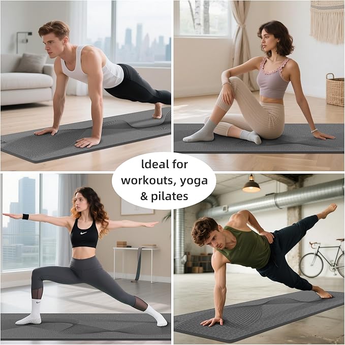 ILILI Yoga Mat, 72x25×0.3 Inch, Non-Slip, TPE Exercise Mat, Tear-Resistant, Fitness Yoga Mat with Carrying Strap, Ideal for Yoga, Pilates, Home Workouts, Stretching & All Fitness Routines