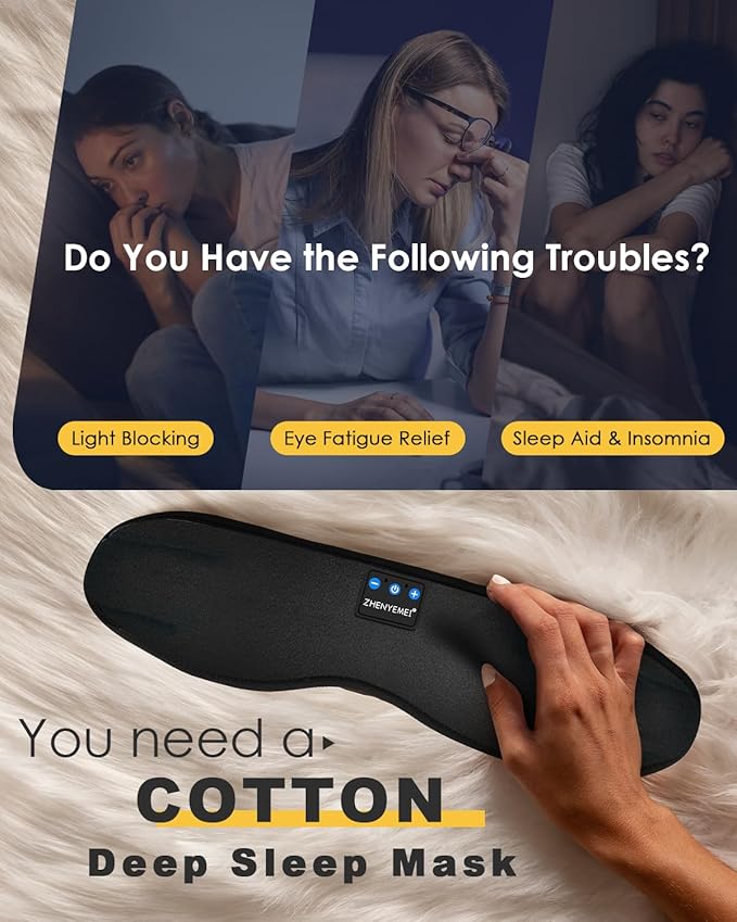 Sleep Headphones Bluetooth 5.4 Sleeping Eye Mask for Mom Women Men Wireless Music Earphones for Side Sleepers Built-in HD Speakers Cool Gadgets Unique Gifts - Bloomnest