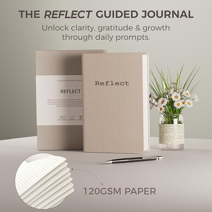 MindPanda Reflect Journal - The Ultimate Guided Journal with Daily Prompts For Gratitude, Mindfulness & Daily Reflection - Mood Tracker & Gratitude Log for Happiness & Self Care. Premium Non-Bleed - Bloomnest