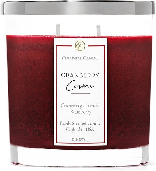 Colonial Candle Cranberry Cosmo Scented Candle Jar, Highly Fragranced Candles for Home Scented, Mottled Wax Candle, 2 Wick, 8 oz - Made in The USA - Bloomnest