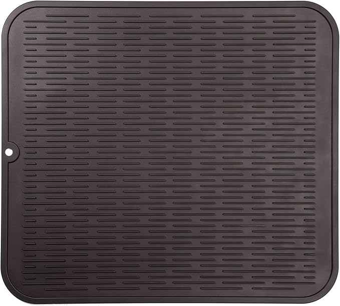 Silicone Dish Drying Mat for Multiple Usage,Easy clean,Eco-friendly,Heat-resistant Silicone Mat for Kitchen Counter or Sink,Refrigerator or Drawer Liner Coffee 2XL 24 inches x 18 inches - Bloomnest
