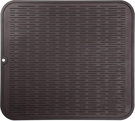 Silicone Dish Drying Mat for Multiple Usage,Easy clean,Eco-friendly,Heat-resistant Silicone Mat for Kitchen Counter or Sink,Refrigerator or Drawer Liner Coffee 2XL 24 inches x 18 inches - Bloomnest