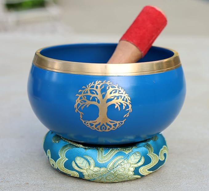 Tibetan Tree Of Life Singing Bowl Mallet Cushion Set ~ For Meditation, Yoga, Spiritual Healing and Mindfulness ~ Extra Large - Bloomnest