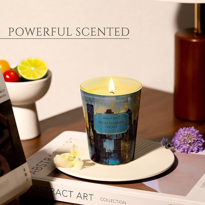 HomeLights High Summer Night Scented Candles | 6.7oz Soy Candles Industrial Chic Large Candle Jars | Ideal Candle Gifts for Events, Home Decor Stress, Relief & Relaxation - Bloomnest