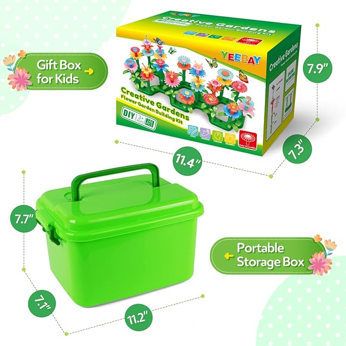 YEEBAY Flower Garden Building Toys for Girls Age 3, 4, 5, 6, 7 Year Old - STEM Gardening Toys for Kids - Stacking Game for Toddlers Play Set - Educational Activity for Preschool (148 PCS) - Bloomnest