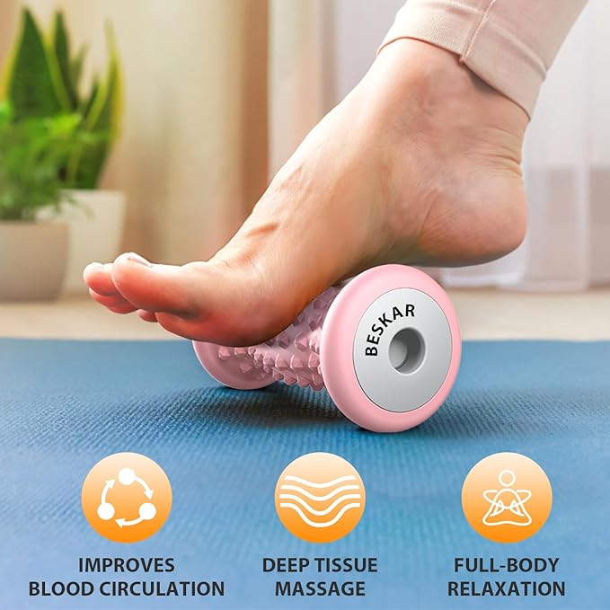 BESKAR Foot Massager Roller for Plantar Fasciitis Relief, Portable Feet Roller to Deep Tissue Muscle Massage, Foot Arch and Heel Pain, Reflexology Tool - Bloomnest