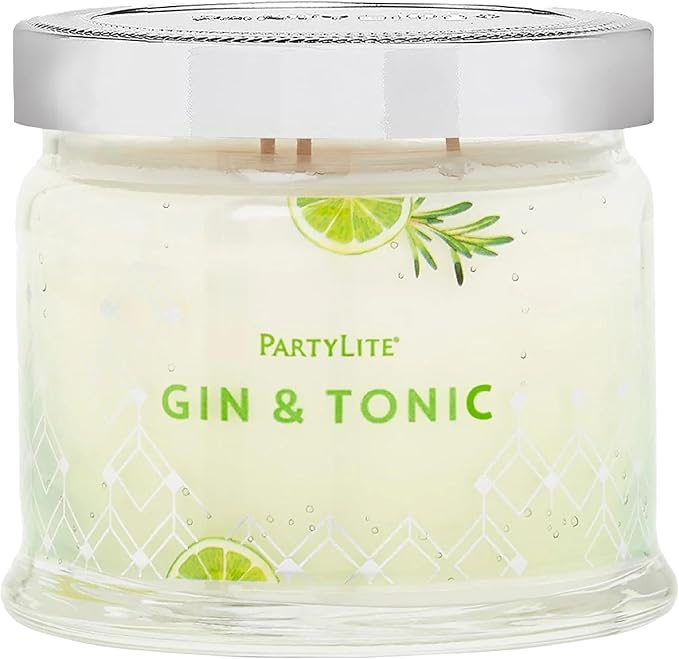 PartyLite 3-Wick Jar Candle, Highly Fragranced Clean Burning Glass Candle, 25-45 Hours Burn Time (Gin & Tonic) - Bloomnest