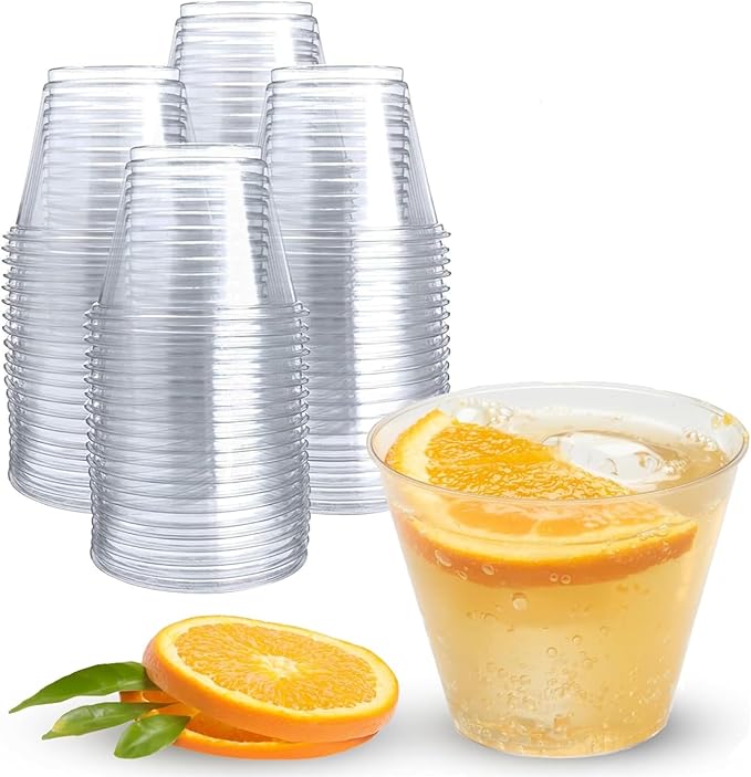 Prestee Pack of 400 Small Clear Plastic Cups - 5oz Disposable Cocktail Glasses - Stackable Plastic Party Tumblers for Serving Wine, Champagne, Punch, Soda, or Snacks - Bloomnest