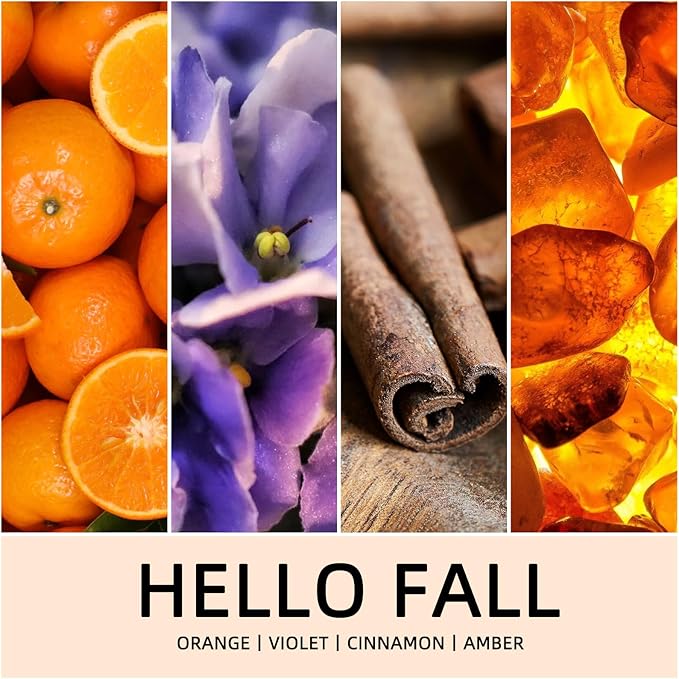 Fall Scented Candles Hello Fall 7oz – Warm Pumpkin Spice & Sweet Apple Soy Wax Candle for Cozy Autumn Home Décor, Perfect Fall Gift, 50 Hour Long Burn - Bloomnest