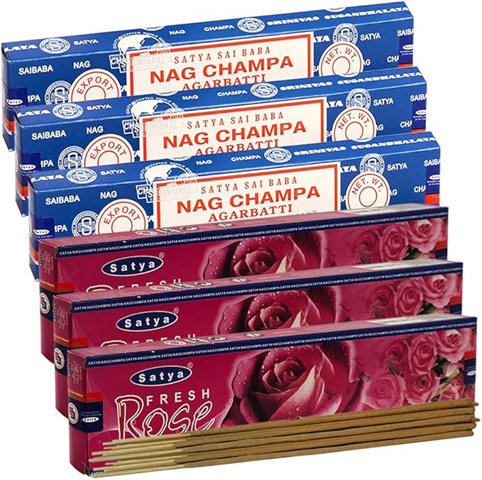 Nag Champa Rose Incense Sticks & Holder Bundle Variety Pack from House of Satya Incense Sticks and Trumiri TRUMIRI