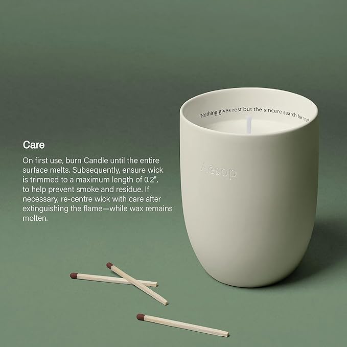 Aesop Callippus Aromatique Candle | Woody, Earthy, Green Scented | 55-65 Hour Burn Time | Vegan-Friendly | 10.5 oz - Bloomnest