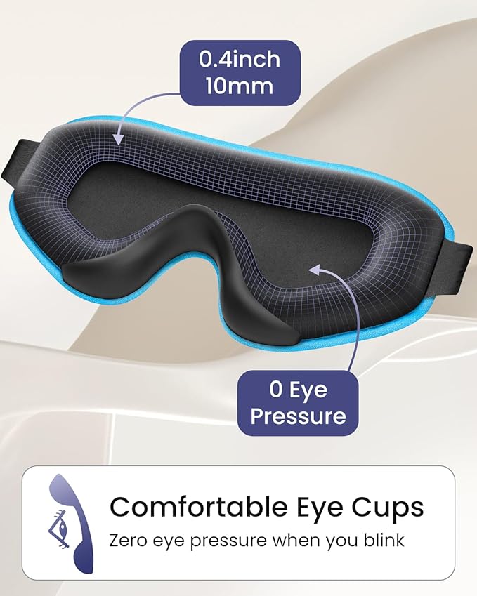 WAOAW Sleep Mask for Men Women: Blackout Eye Masks for Sleep - 3D Breathable Soft Comfortable Eye Mask for Travel - Adjustable Light Blocking Night Masks for Sleeping - Bloomnest