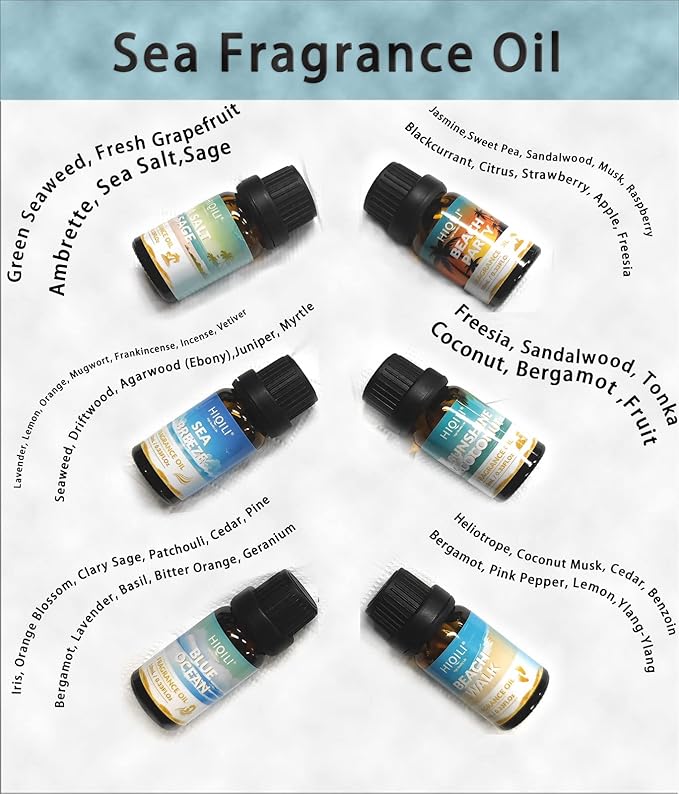 HIQILI Fragrance Oil, Gold Coast 6x10ml for Candle Scents Making, Scented Oils for Soy Candles Soap Slime Aromatherapy Diffuser, Premium Grade Essential Oil Set for Christmas Holiday - Bloomnest