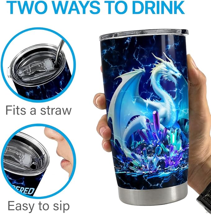 Dragon Tumbler 20oz Stainless Steel Insulated Coffee Travel Mug Cup for Women Mom Wife Dragon Gifts for Birthday Christmas Mother Day - Bloomnest