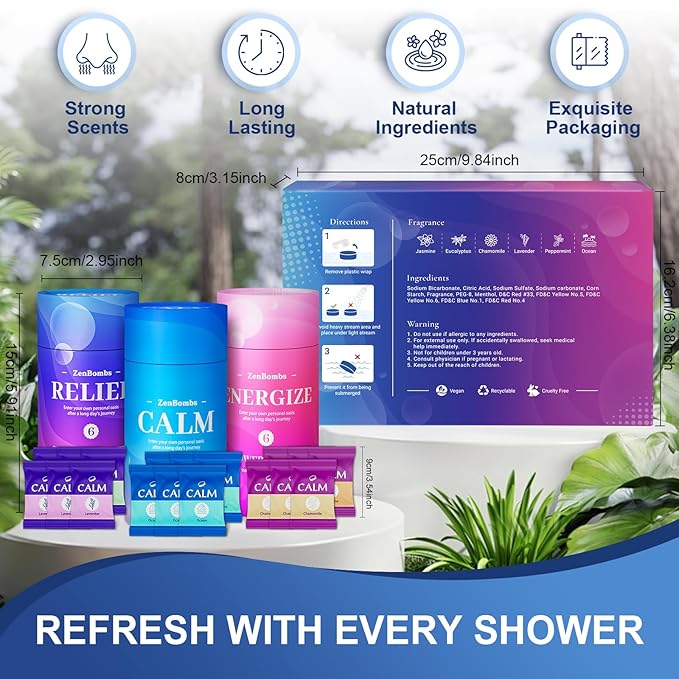 Shower Steamers, 18 Pack Set Shower Bombs with 6 Organic & Natural Fragrance, Self-Care & Relaxation Presents for Women and Men, Ideal for Personal Care and Birthday, Valentine's Day Presents