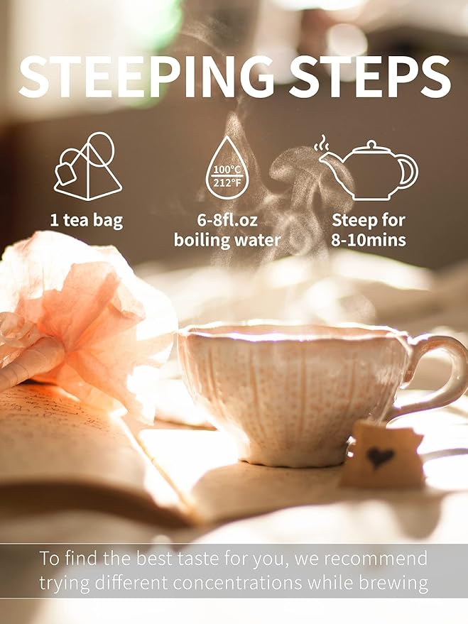 TeeLux Mullein Leaf Tea Bags, 3g/Bag, 60 Count, Natural Mullein Leaves, Caffeine Free, Biodegradable Corn Fiber Pyramid Tea Bags - Bloomnest