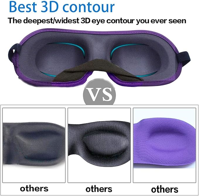 3D Eye mask for Sleeping,Machine Washable, Sleep Mask for Women, Blinder Blindfold Airplane(Black+red) - Bloomnest