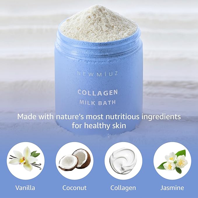 Creamy Coconut Collagen Milk Bath Soak Powder Moisturize & Soften Skin – Vanilla Jasmine Luxury Spa Bubble Bath Salt Mother's Birthday Christmas Relaxation Gifts for Women Perfect Stocking Stuffers - Bloomnest