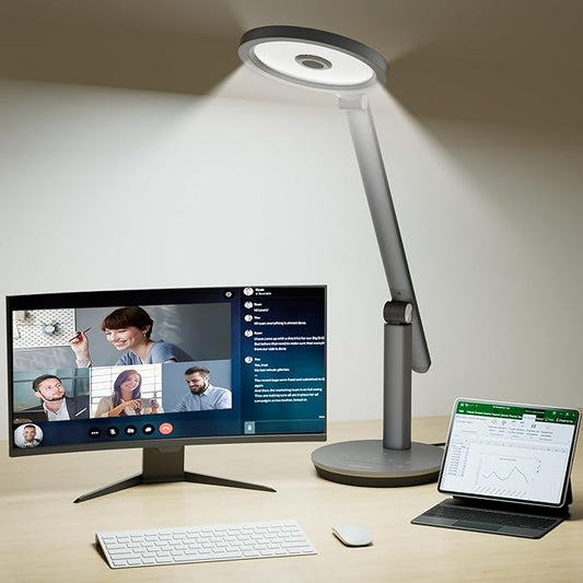 Honeywell Desk Lamp for Home Office, H6 Sunturalux™ Eye-Caring Led Desk Light, 800LM Dimmable Desk Lamp with Timer, Touch Control Tall Desk Reading Light, Table Lamp for Circle Webcam, Study, Bedroom - Bloomnest