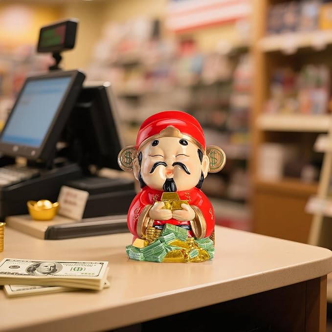 God of Wealth Statue,Feng Shui Money Decor,Chinese CAI Shen Figurine - Bloomnest