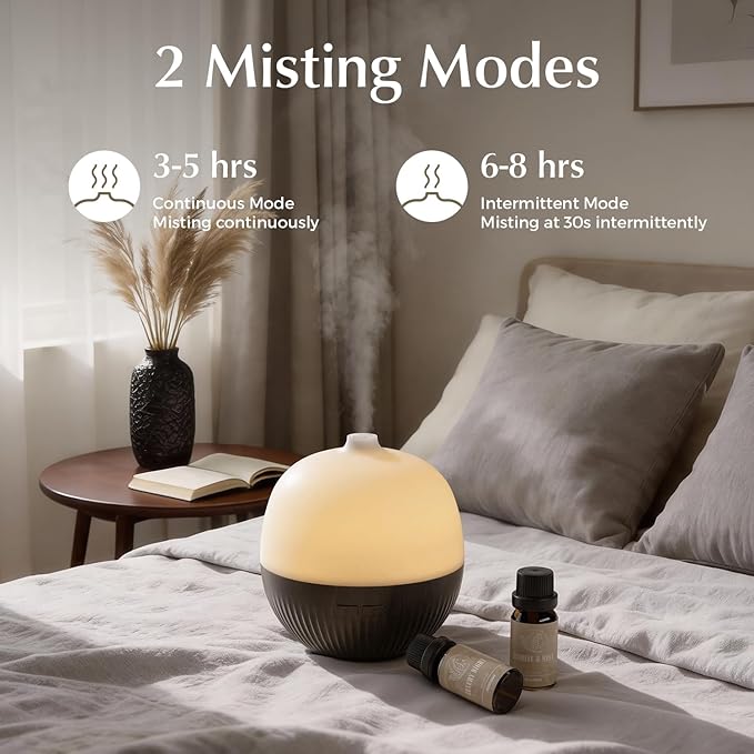 ARVIDSSON Essential Oil Diffuser, 100ml Aromatherapy Diffuser with Mood Light, Ultrasonic Oil Diffusers for Home, Small Diffuser for Essential Oils, Gift for Women - Dark Wood - Bloomnest