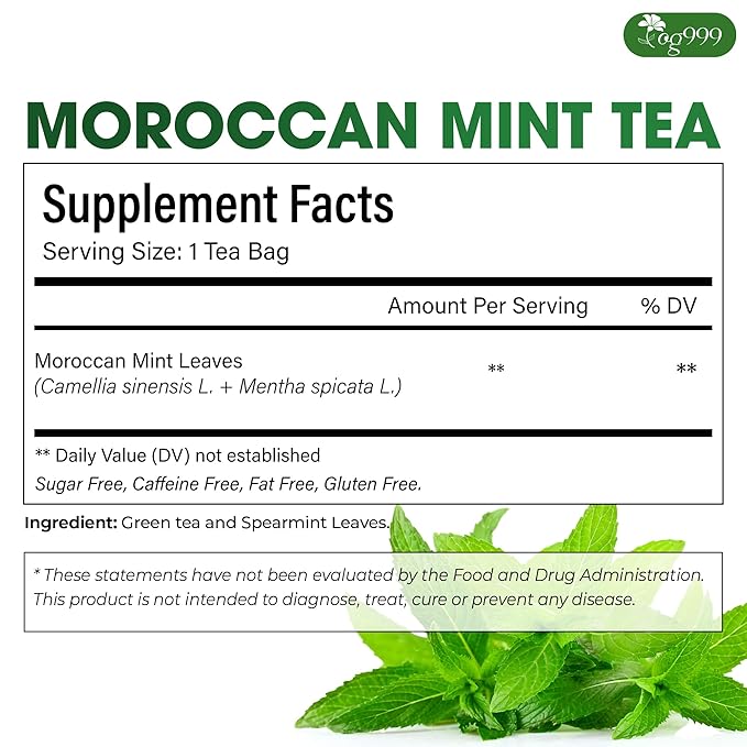TOG999, Premium Moroccan Mint Green Tea | 60 Tea bags | Traditional Green Tea with Spearmint – Refreshing Flavor, Premium Quality Herbal Blend. Gluten-Free. Vegan - Bloomnest