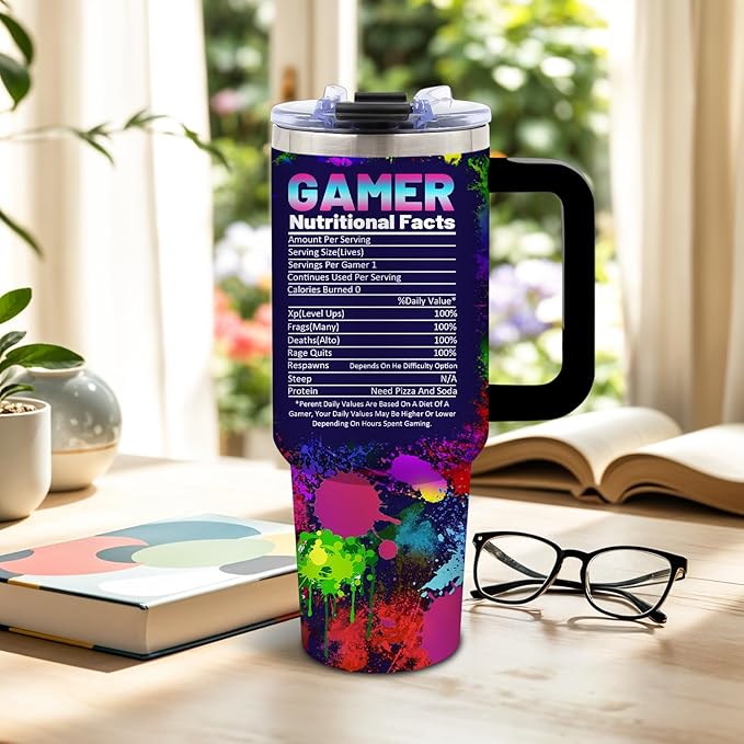 DUUV Gamer Gifts for Men, Video Game Tumbler 40 Oz, Cool Gaming Gifts for Men Teenage Boys Kids Teen Son Adults Dad Husband, Game Room Decor Gift Ideas, Gift for Christmas Thanksgiving, 1PCS - Bloomnest
