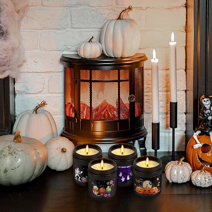 Halloween Scented Candle Set, 4-Pack 7oz Soy Wax Candles with 4 Fragrances, Long-Lasting Burning for Halloween, Christmas, Home Decor, Rituals & Themed Parties. - Bloomnest