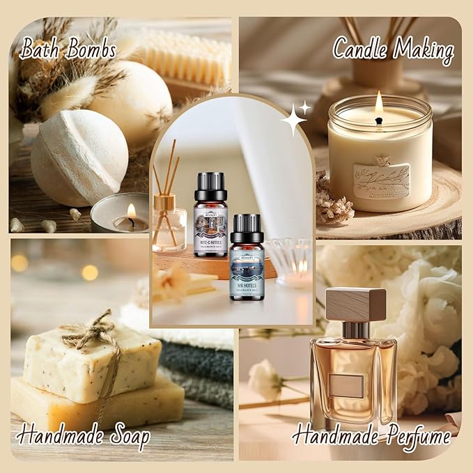 Hotel Diffuser Oils Gift Set - 6x10ML Luxury Fragrance Oil Blend, Hotel Scent Essential Oils Set for Diffuser, Candle, Soap Making Scents - Bloomnest