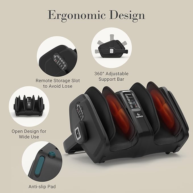 Shiatsu Foot Massager with Heat, FSA Eligible Electric Foot Calf Massager with Remote, Multi-Level Compression Deep Kneading Feet Massage Machine for Neuropathy Plantar Fasciitis Circulation - Bloomnest