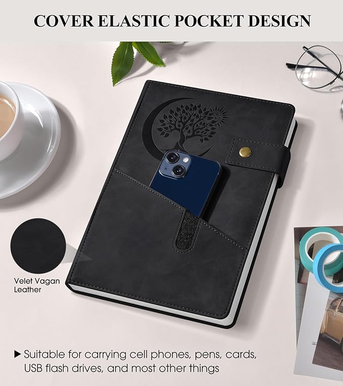 365 Page Thick Lined Journal Notebook for Men Women, A5 Leather Journals for Writing, Hardcover Notebooks for Work, School, Note Taking,Travel, Business,Personal Diary, College Ruled 5.9" x 8.4" - Bloomnest