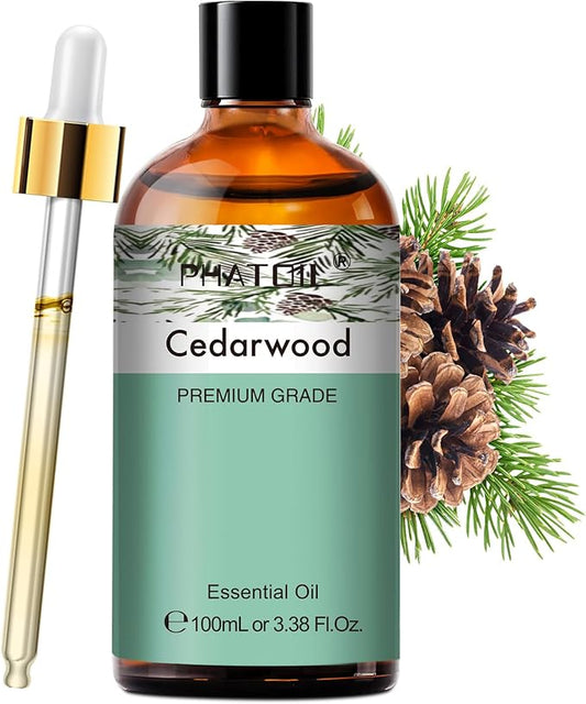 PHATOIL Cedarwood Essential Oil 100mL Pure - Natural Aromatherapy Oil for for Hair Care, Body Skin Care, DIY Candle, Soap Making 3.38Fl Oz - Bloomnest
