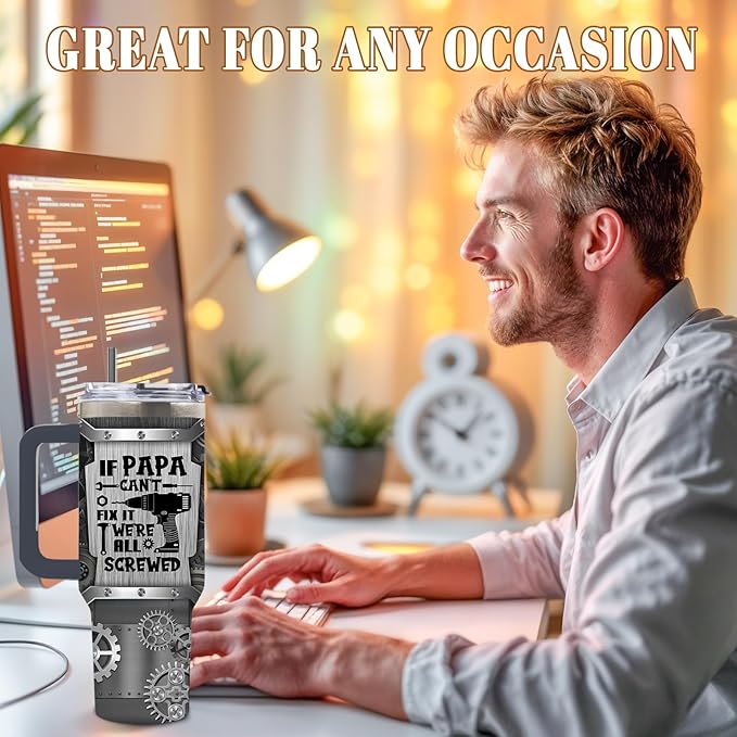 DUUV Mechanic Gifts for Men Dad, Mechanic Dad Tumbler 40 Oz, Christmas Thanksgiving Birthday Gifts for Daddy Fathers Grandfathers DIY Enthusiasts, Funny Papa Mug, 1PCS - Bloomnest