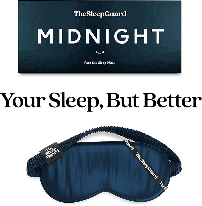TheSleepGuard Pure Silk Sleep Mask [100% 6A Mulberry Silk, 22 Momme] Light Blocking Travel Essentials. Eye Masks for Sleeping. Black Oeko-Tex Blindfold. Eye Covers for Men & Women