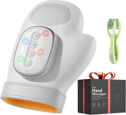WUX Hand Massager with Heat Compression Relief, 3 Massage 4 Temperatures 5 Compression Models Therapy, Helps Soothe Hand Fatigue, Carpal Tunnel and Arthritis Discomfort, Ideal Gift for Women, Men - Bloomnest