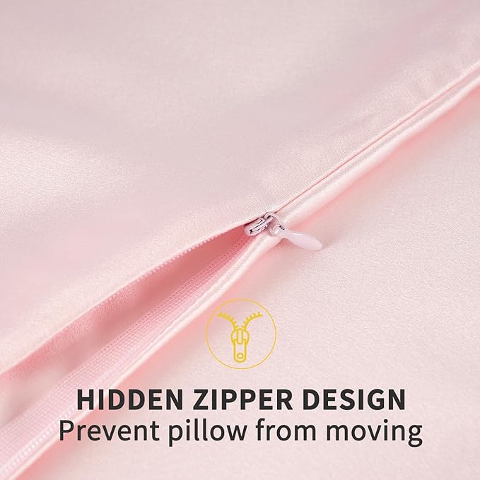 ZIMASILK 100% Pure Mulberry Silk Pillowcase for Hair and Skin Health,Soft and Smooth,Both Sides Premium Grade 6A Silk,600 Thread Count,with Hidden Zipper,1pc(Standard 20''x26'',Pink) - Bloomnest