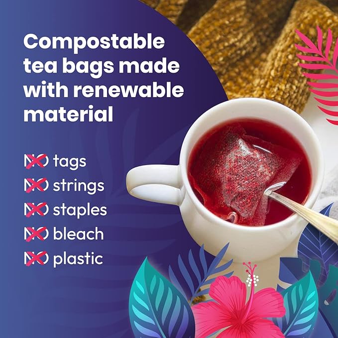 Organic Hibiscus Tea -100 Tea Bags | Organic Herbal Tea From Single Origin | Eco-Friendly Tea Bags | Non-GMO Caffeine Free Tea With Zero Sugar | Cederberg Tea Company - Bloomnest