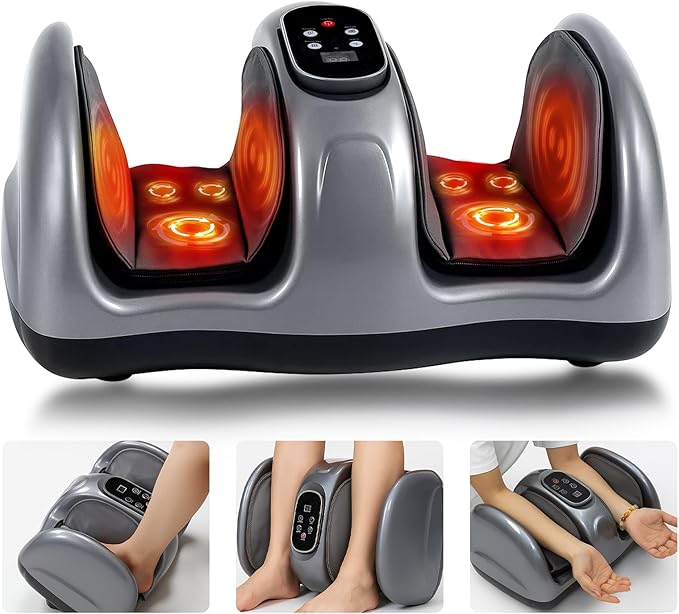 Shiatsu Foot Massager with Heat, Foot and Calf Massager Foot Massaging Machine for Home Office Use - Gifts for Men and Women (Grey) - Bloomnest
